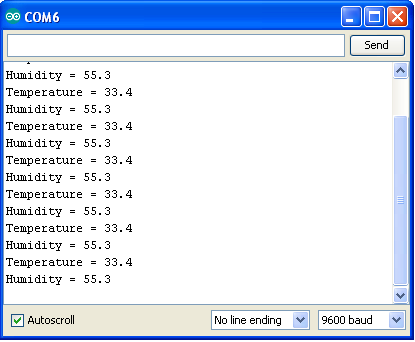 DHT11 Temperature Humidity Result