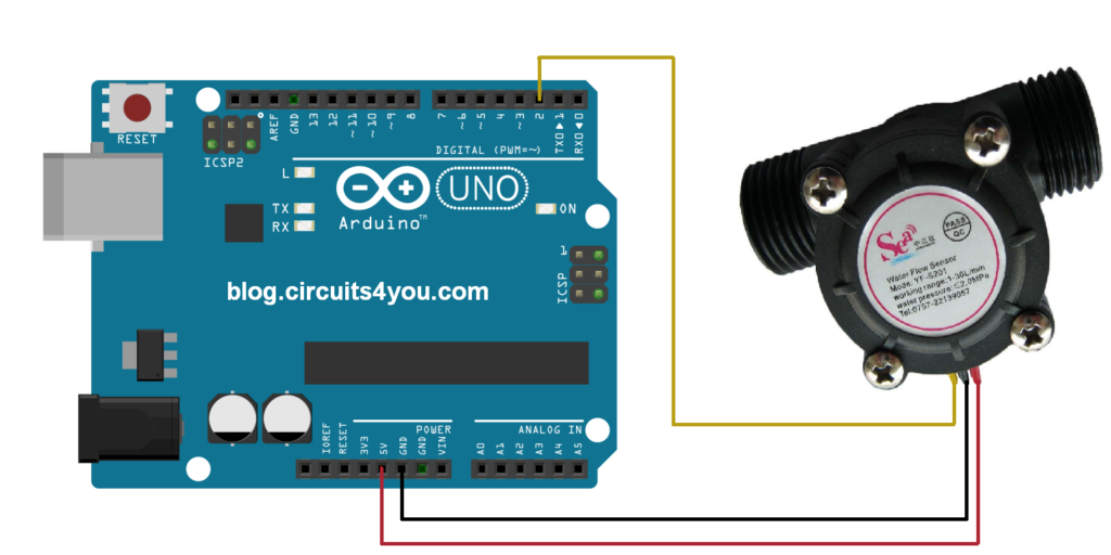 Water Flow Measurement With Arduino | Circuits4you.com