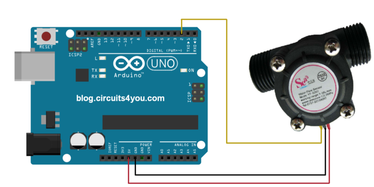 Water flow measurement with Arduino | Circuits4you.com