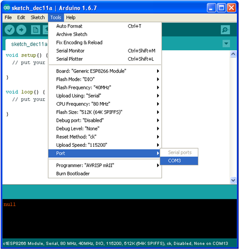 ESP8266 Com port Selection