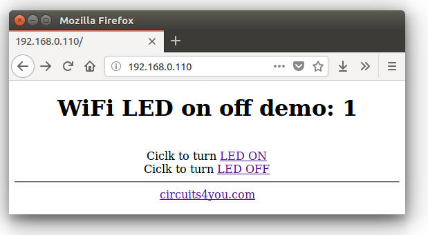 NodeMCU LED on off web server