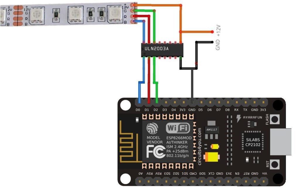 ESP8266 IoT Based RGB LED Strip Controller | Circuits4you.com